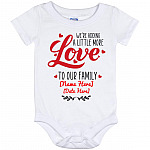 Personalized We're Adding A Little More, White, Baby Onesie - 12 Month