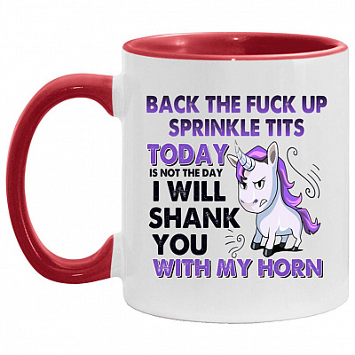 Back The Fuck Up Sprinkle Tits, White/Red, 11 oz. Accent Mug