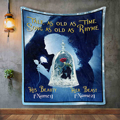 Alternative view of Personalized Tale As Old As Time Song As Old As Rhyme Beauty Beast Fleece Blanket - Premium Sherpa Blanket