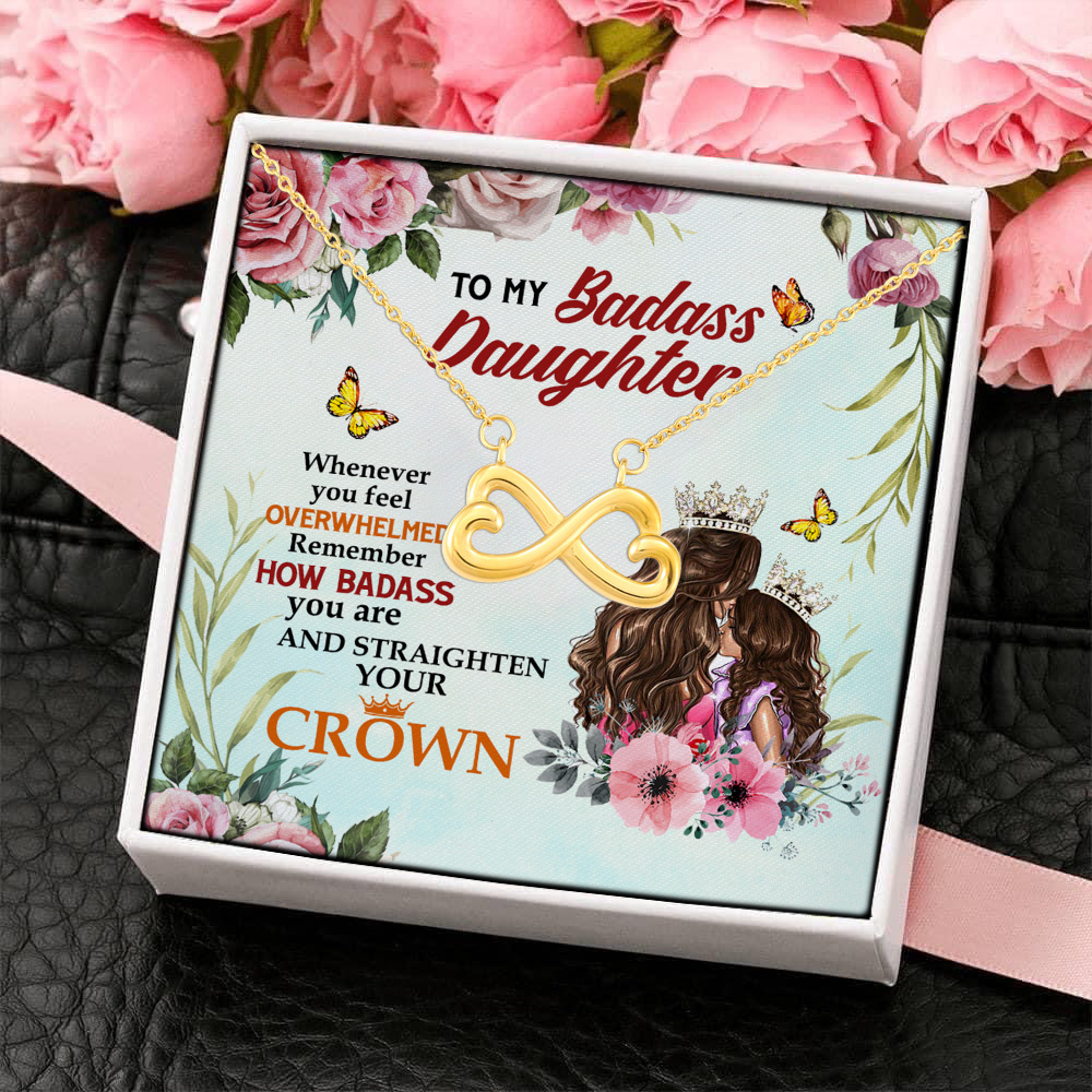 2P. Badass Daughter(1) Infinity Heart Necklace (Gold) 4