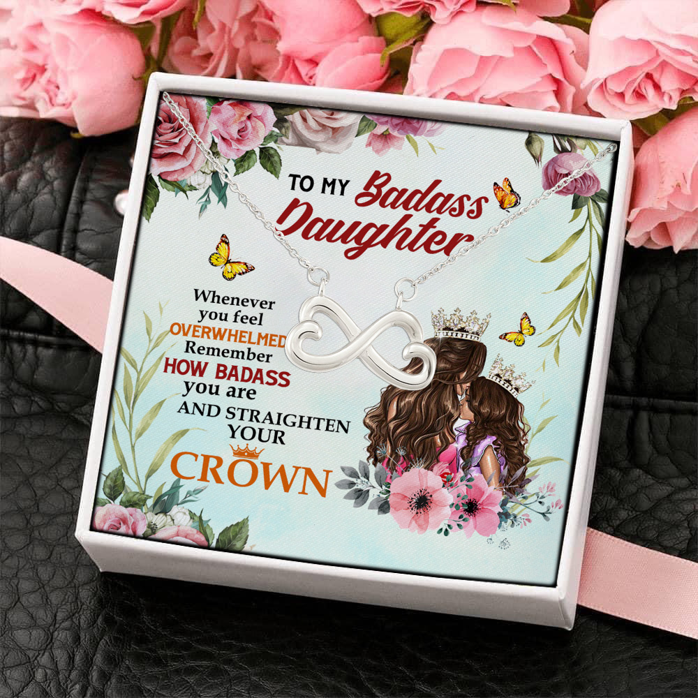 2P. Badass Daughter(1) Infinity Heart Necklace (Silver) 4