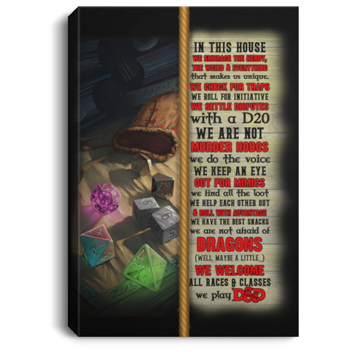 In This House We Embrace The Nerdy The Weird And Everything Wrapped Framed Canvas Prints - Unframed Poster, White, 0.75'' Framed Canvas In This House We Embrace The Nerdy The Weird And Everything Wrapped Framed Canvas Prints - Unframed Poster, White, 0.75'' Framed Canvas