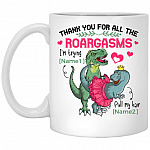 Personalized Dinosaur Thank You For All, White, 11 oz. White Mug