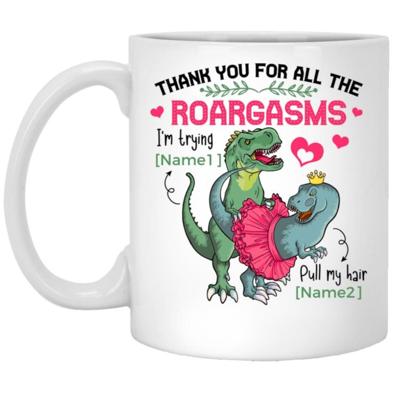 Personalized Dinosaur Thank You For All, White, 11 oz. White Mug