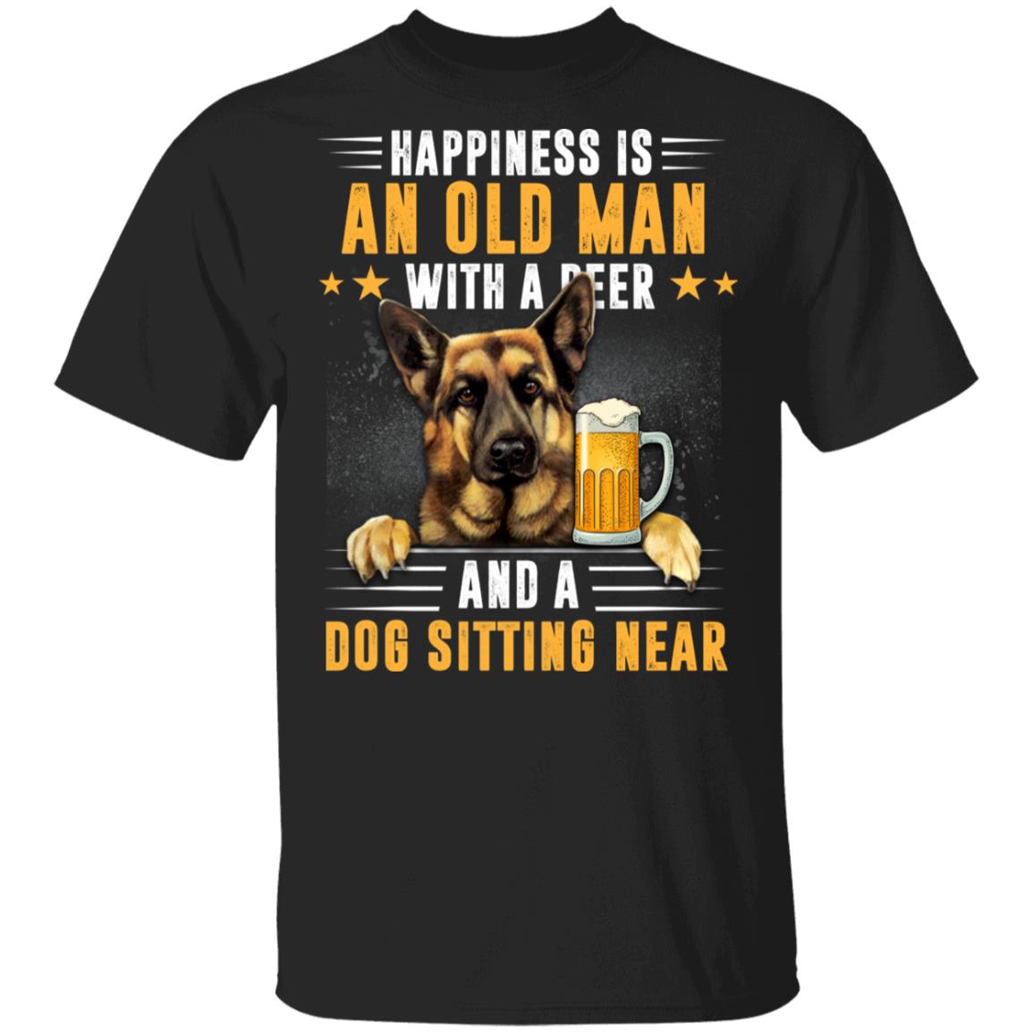 Happiness Is An Old Man With A Beer, Black, Unisex T-Shirt