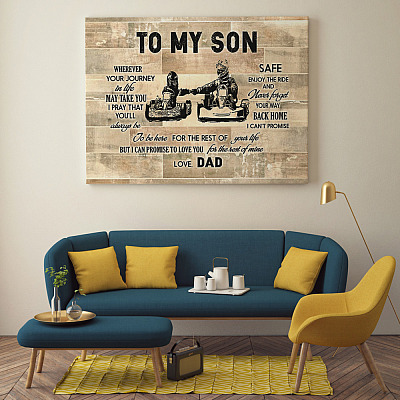 Alternative view of Kart Racing To My Son Wherever Your Journey In Life May Take You I Pray You'll Be Safe Framed Canvas - Unframed Poster