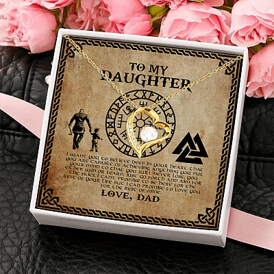 Alternative view of Viking To My Daughter I Want You To Believe Deep In Your Heart Forever Love Heart Pendant Necklace