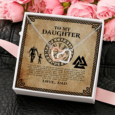 Alternative view of Viking To My Daughter I Want You To Believe Deep In Your Heart Interlocking Hearts Pendant Necklace