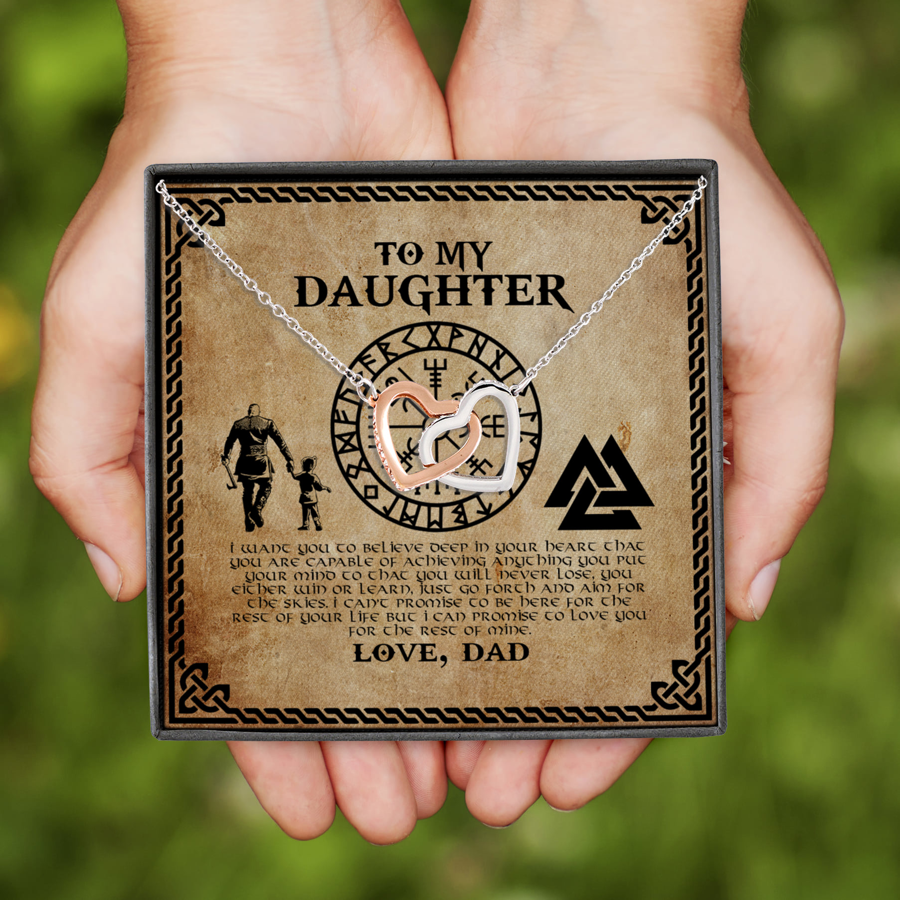 6Th. My Daughter Viking(5) Interlocking Hearts Necklace