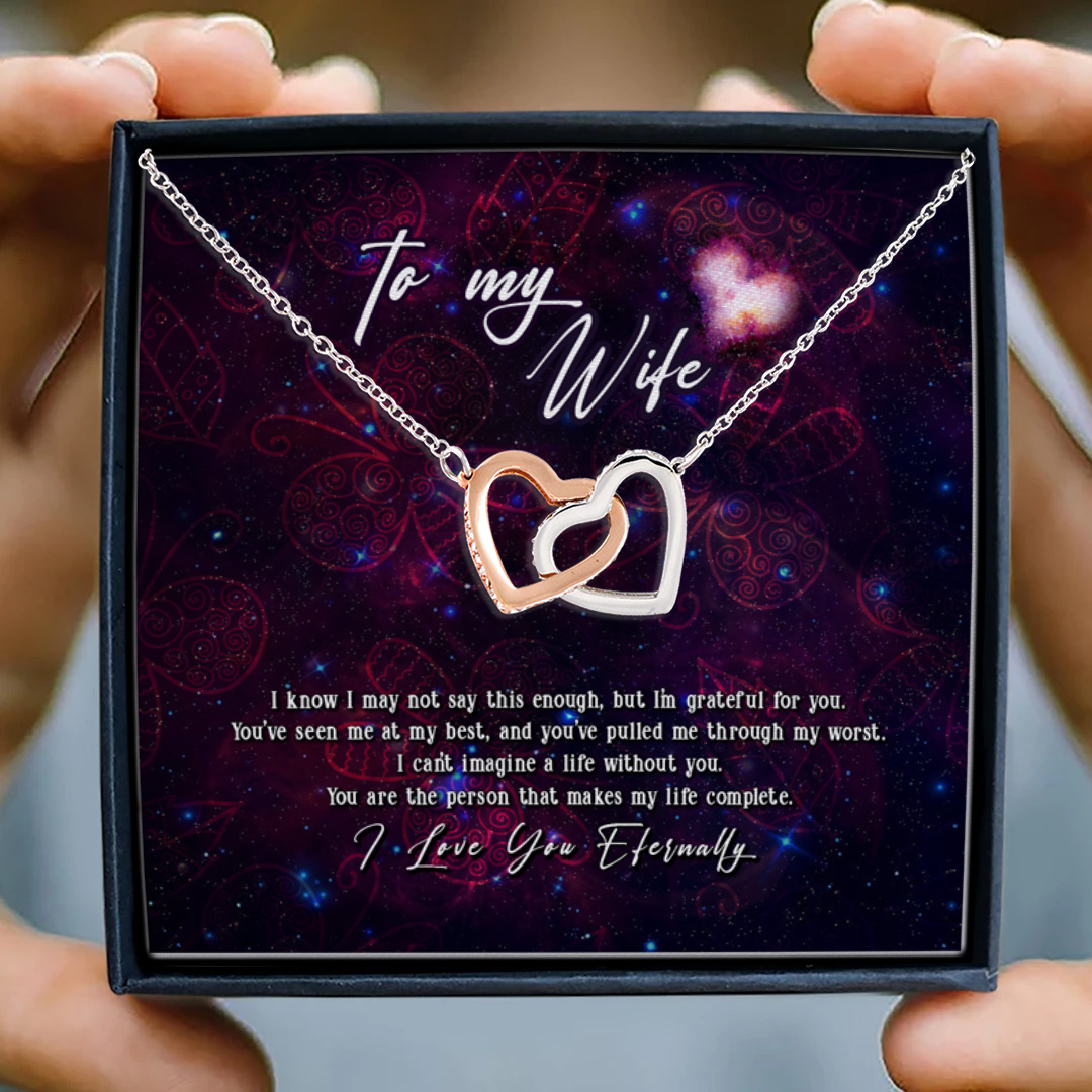 3KT. To My Wife Love You Enternally(6) Interlocking Hearts Necklace 3