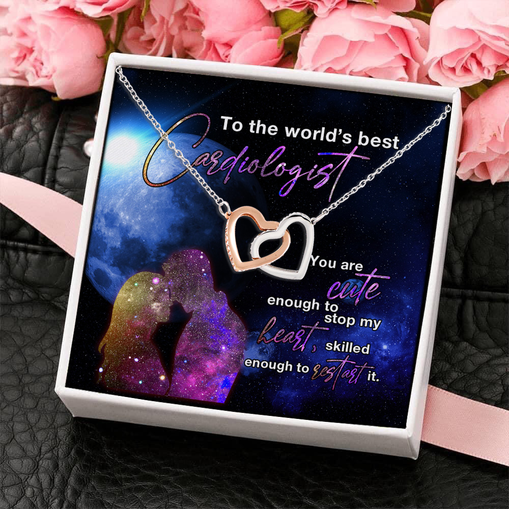 6KT. To The World's Best Cardiologist(4) Interlocking Hearts Necklace 4