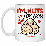 Personalized Im Nut for You Naughty Valentine Gift for Him Ceramic Coffee Mug - Water Bottle, White, 11 oz. White Mug Personalized Im Nut for You Naughty Valentine Gift for Him Ceramic Coffee Mug - Water Bottle, White, 11 oz. White Mug