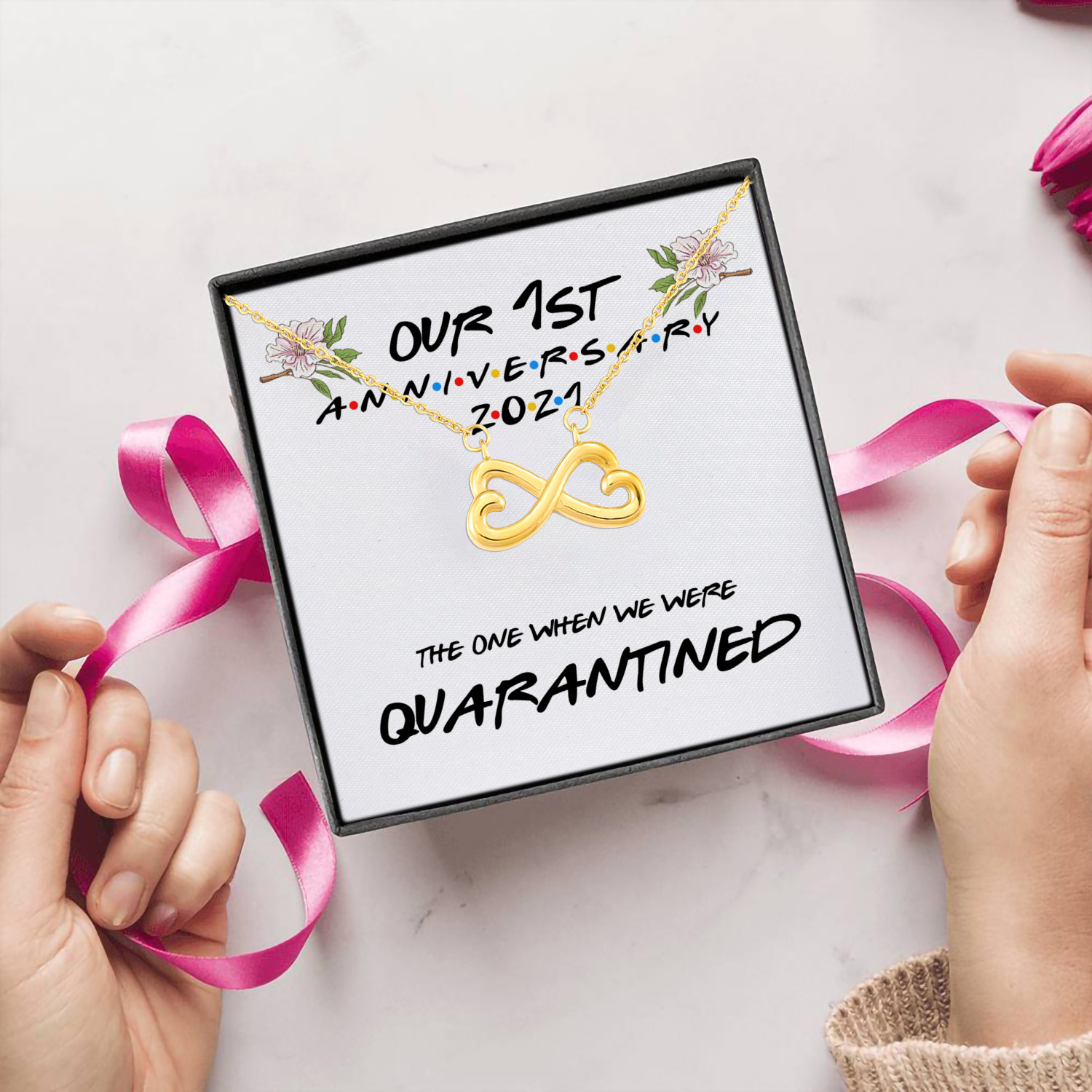 99 HG_ Our 1st Anniversary Quarantined Infinity Heart Necklace (Gold) 5