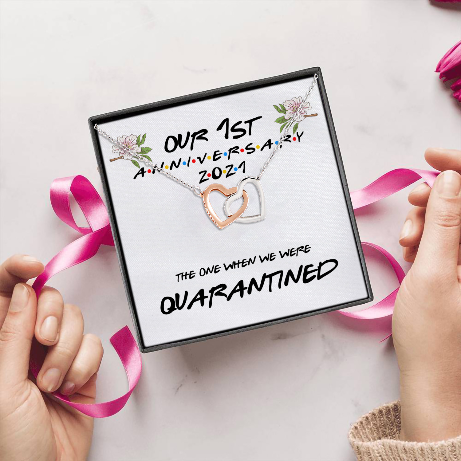 99 HG_ Our 1st Anniversary Quarantined Interlocking Hearts Necklace 5