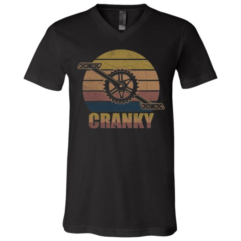 Vintage Cranky Funny Bicycle Lovers T-Shirt - V-neck - Cycling Cranky Shirt, Black, V-Neck T-Shirt