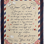 Dear Dad Love Letter Fleece Blanket - Mink Sherpa Blanket - Woven Blanket, White, Cozy Plush Fleece Blanket - 50x60