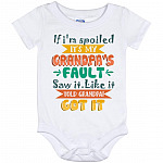 If I'm Spoiled It's My Grandpa's Fault, White, Baby Onesie - 12 Month