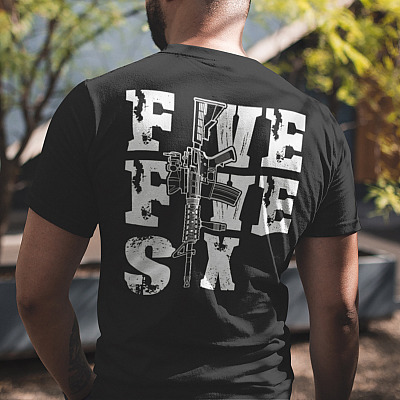 Alternative view of Five Five Six Shirt - 5.56 Ar-15 T-shirt - Funny Gun Print On Back T-shirt - 2nd Amendment Shirt