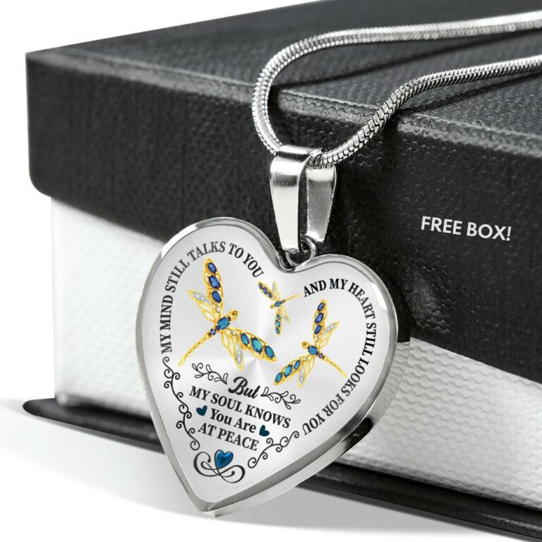 Dragonfly My Mind Still Talks To You And My Heart Still Looks For You Are At Peace Heart Pendant Necklace - Heart Luxury Necklace (Silver)