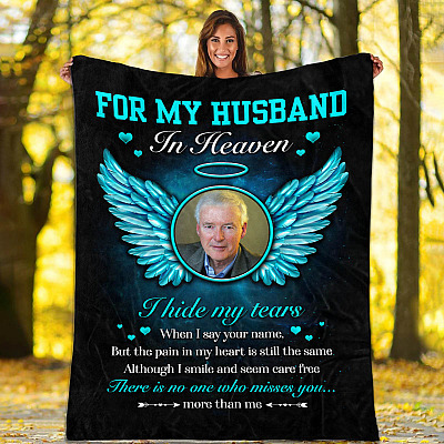 Alternative view of Personalized Photo I Hide My Tears When I Say Your Name But The Pain In My Heart Is Still The Same Fleece Blanket