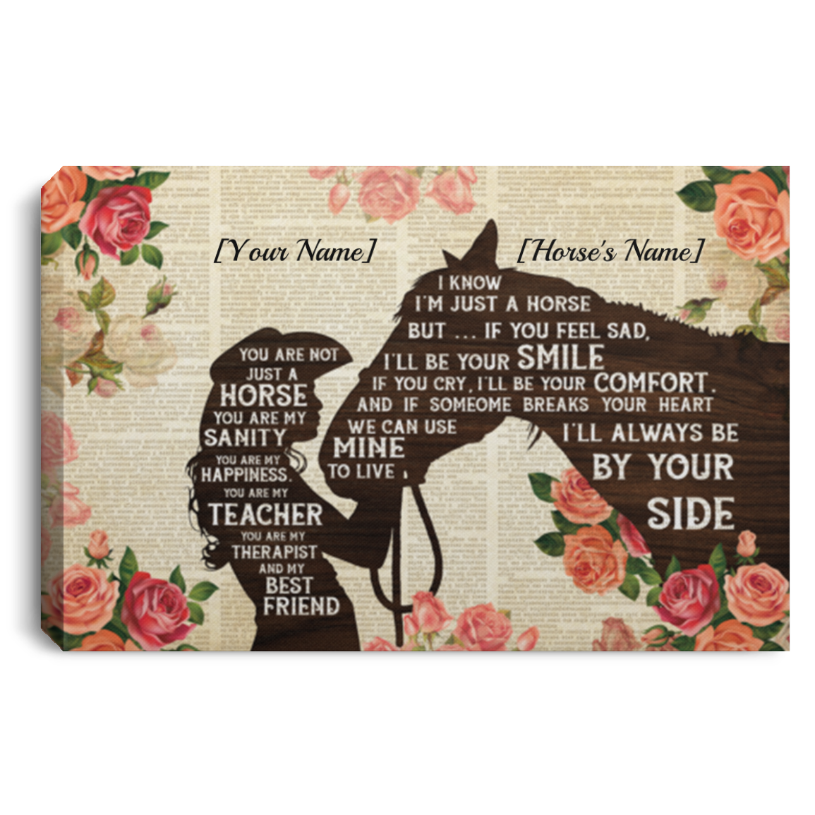 Personalized You Are Not Just A Horse You Are My Sanity Wrapped Framed Canvas Prints - Unframed Poster, White, 0.75'' Framed Canvas Personalized You Are Not Just A Horse You Are My Sanity Wrapped Framed Canvas Prints - Unframed Poster, White, 0.75'' Framed Canvas