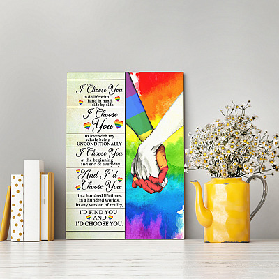Alternative view of LGBT I Choose You To Do Life With Hand In Hand Side By Side Wrapped Framed Canvas Prints - Unframed Poster