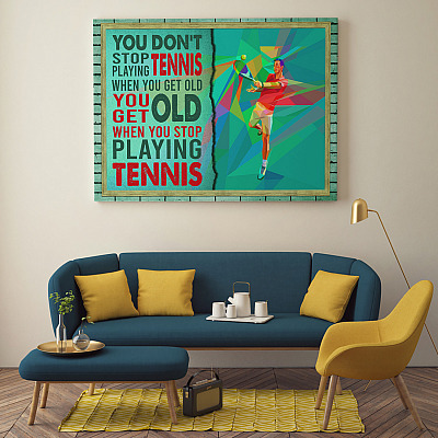 Alternative view of You Don't Stop Playing Tennis When You Get Old Vintage Gallery Wrapped Framed Canvas Prints - Unframed Poster