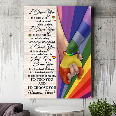 Alternative view of Personalized I Choose You To Do Life With Hand In Hand Side By Side LGBT Framed Canvas Prints - Unframed Poster