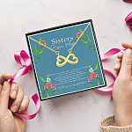 Sisters Before Misters Will You Be My Galentine Happy Galentine's Day Infinity Heart Pendant Necklace