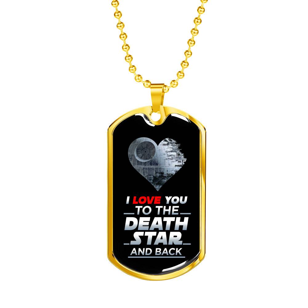 I Love You to The Death Star and Back Dog Tag Pendant Necklace Valentine's Gifts for Him - Dog Tag (Gold Plated) I Love You to The Death Star and Back Dog Tag Pendant Necklace Valentine's Gifts for Him - Dog Tag (Gold Plated)