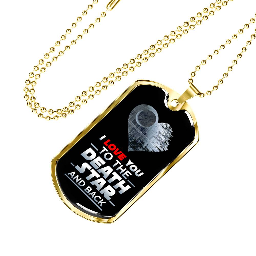 I Love You to The Death Star and Back Dog Tag Pendant Necklace Valentine's Gifts for Him - Dog Tag (Gold Plated) I Love You to The Death Star and Back Dog Tag Pendant Necklace Valentine's Gifts for Him - Dog Tag (Gold Plated)
