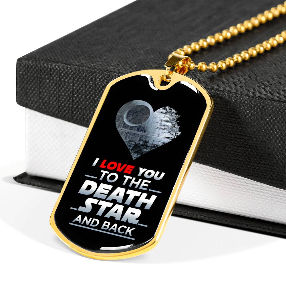 I Love You to The Death Star and Back Dog Tag Pendant Necklace Valentine's Gifts for Him - Dog Tag (Gold Plated) I Love You to The Death Star and Back Dog Tag Pendant Necklace Valentine's Gifts for Him - Dog Tag (Gold Plated)