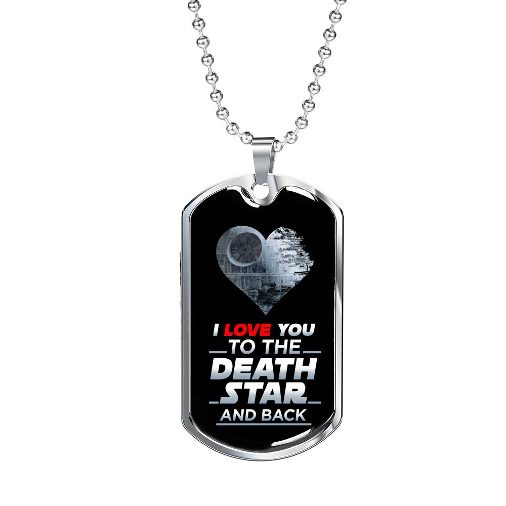 I Love You to The Death Star and Back Dog Tag Pendant Necklace Valentine's Gifts for Him - Dog Tag (Silver) I Love You to The Death Star and Back Dog Tag Pendant Necklace Valentine's Gifts for Him - Dog Tag (Silver)