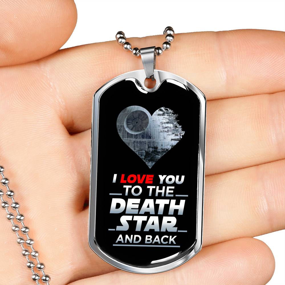 I Love You to The Death Star and Back Dog Tag Pendant Necklace Valentine's Gifts for Him - Dog Tag (Silver) I Love You to The Death Star and Back Dog Tag Pendant Necklace Valentine's Gifts for Him - Dog Tag (Silver)
