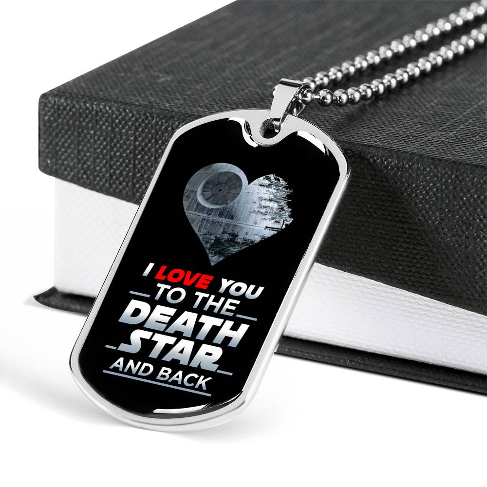 I Love You to The Death Star and Back Dog Tag Pendant Necklace Valentine's Gifts for Him - Dog Tag (Silver) I Love You to The Death Star and Back Dog Tag Pendant Necklace Valentine's Gifts for Him - Dog Tag (Silver)