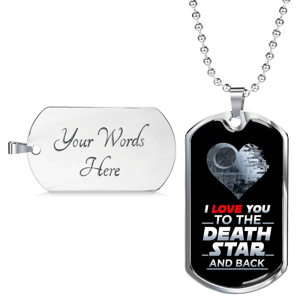I Love You to The Death Star and Back Dog Tag Pendant Necklace Valentine's Gifts for Him - Dog Tag (Silver) I Love You to The Death Star and Back Dog Tag Pendant Necklace Valentine's Gifts for Him - Dog Tag (Silver)