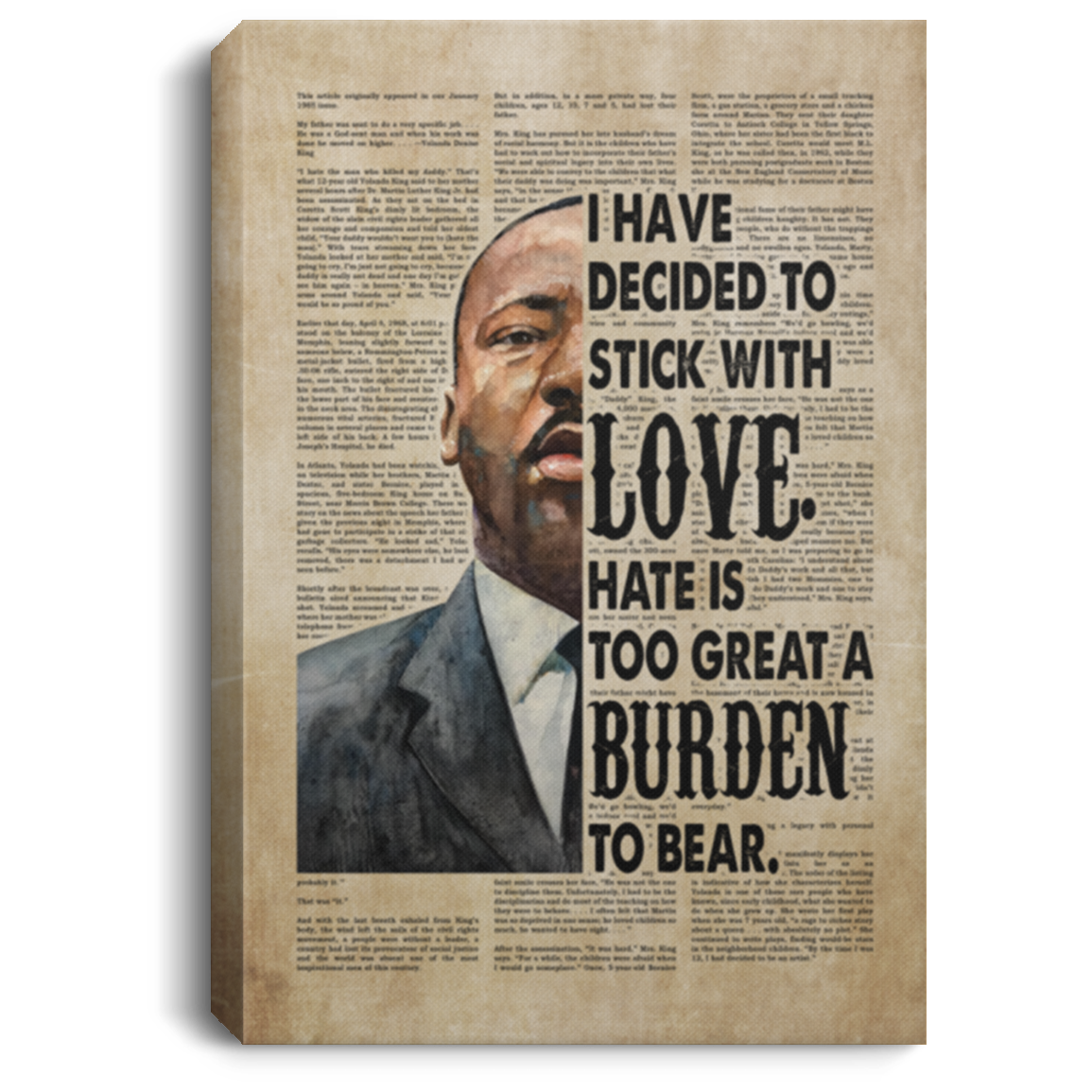 Martin Luther King Jr I Have Decided To Stick With Love Framed Canvas Prints - Inspirational Quotes Unframed Poster, White, 0.75'' Framed Canvas