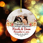 Personalized Custom Photo Our 1st Wedding Anniversary Milestone Circle Ornament - One Year Paper Anniversary Gift