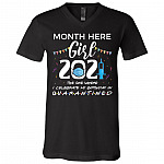 Personalized Birthday Girl the One We Celebrated Quarantined T-Shirt - V Neck - Funny Birthday Gift 2021, Black, V-Neck T-Shirt