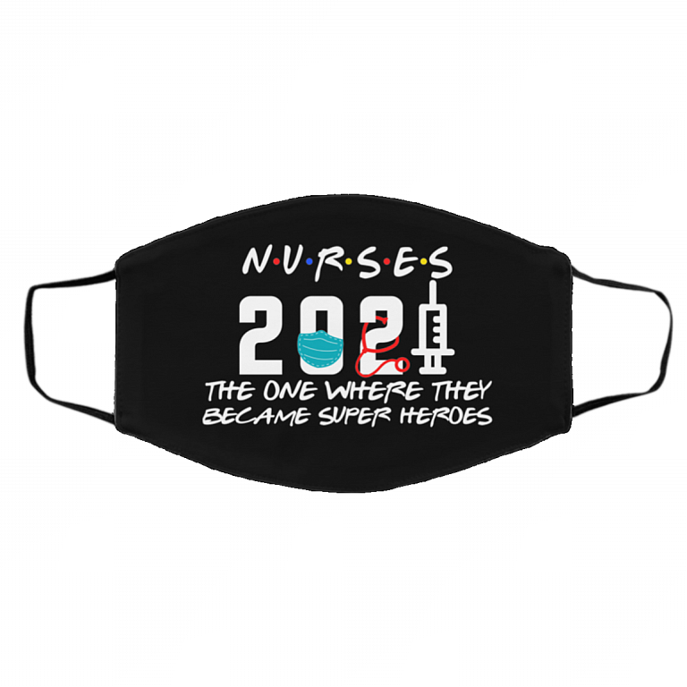 Nurse 2021 The One Where They Became Super Heroes Washable Reusable Custom Printed Cloth Face Mask Cover, Black, Cloth Face Cover – Medium/Large