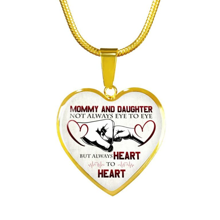 Mommy And Daughter Not Always Eye To Eye But Always Heart To Heart Mother and Daughter Heart Pendant Necklace - Heart Luxury Necklace (Gold Plated)