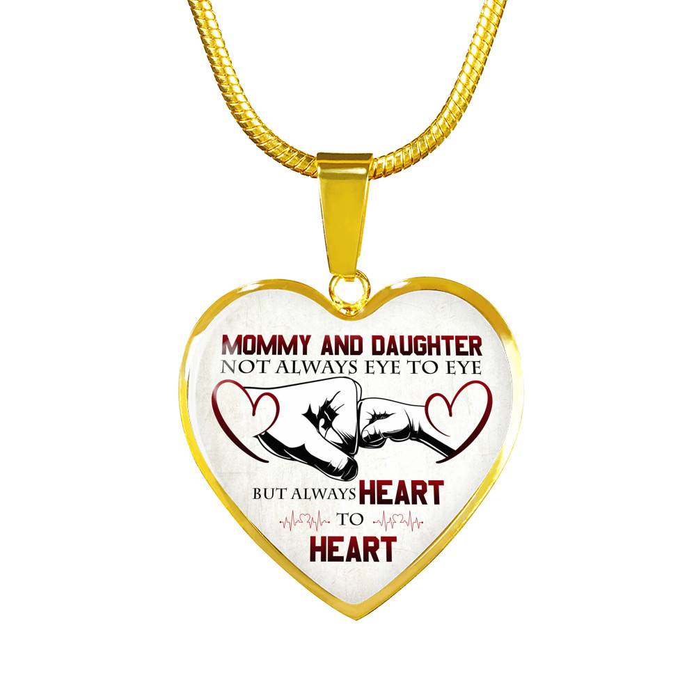 Mommy And Daughter Not Always Eye To Eye But Always Heart To Heart Mother and Daughter Heart Pendant Necklace - Heart Luxury Necklace (Gold Plated)