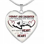 Mommy And Daughter Not Always Eye To Eye But Always Heart To Heart Mother and Daughter Heart Pendant Necklace - Heart Luxury Necklace (Silver)