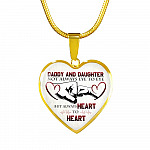 Daddy And Daughter Not Always Eye To Eye But Always Heart To Heart for Daughter Heart Pendant Necklace - Heart Luxury Necklace (Gold Plated)