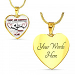 Daddy And Daughter Not Always Eye To Eye But Always Heart To Heart for Daughter Heart Pendant Necklace - Heart Luxury Necklace (Gold Plated)