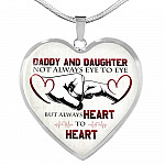 Daddy And Daughter Not Always Eye To Eye But Always Heart To Heart for Daughter Heart Pendant Necklace - Heart Luxury Necklace (Silver)