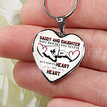 Daddy And Daughter Not Always Eye To Eye But Always Heart To Heart for Daughter Heart Pendant Necklace - Heart Luxury Necklace (Silver)