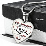 Daddy And Daughter Not Always Eye To Eye But Always Heart To Heart for Daughter Heart Pendant Necklace - Heart Luxury Necklace (Silver)