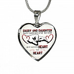 Daddy And Daughter Not Always Eye To Eye But Always Heart To Heart for Daughter Heart Pendant Necklace - Heart Luxury Necklace (Silver)