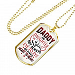 Daddy And Daughter Not Always Eye To Eye But Always Heart To Heart for Dad Dog Tag Pendant Necklace - Dog Tag (Gold Plated)